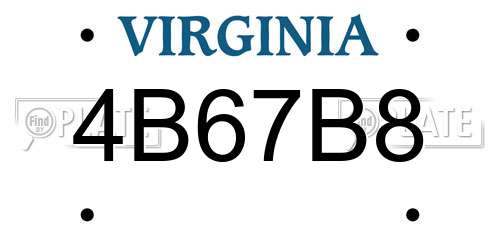 4B67B8 Virginia License Plate