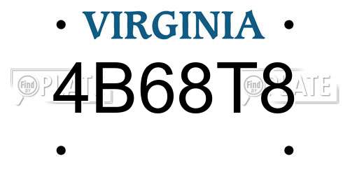 4B68T8 Virginia License Plate