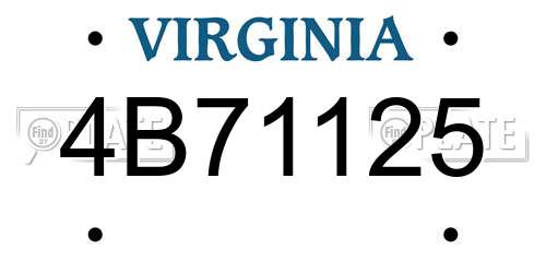 4B71125 Virginia License Plate