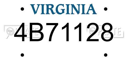 4B71128 Virginia License Plate