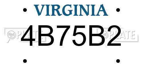 4B75B2 Virginia License Plate