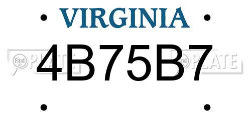 4B75B7 Virginia License Plate