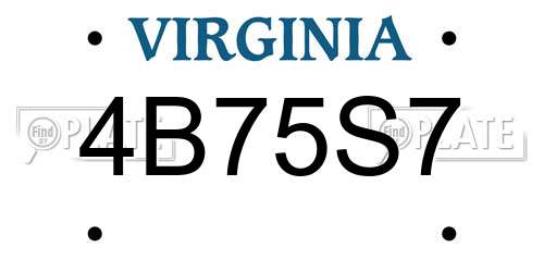 4B75S7 Virginia License Plate