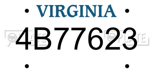 4B77623 Virginia License Plate