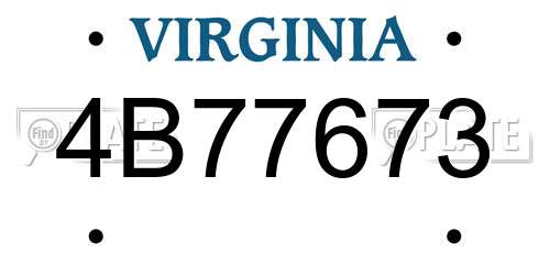 4B77673 Virginia License Plate