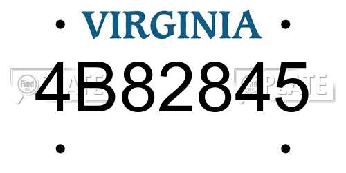4B82845 Virginia License Plate