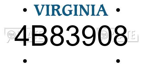 4B83908 Virginia License Plate