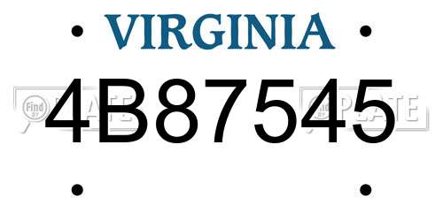 4B87545 Virginia License Plate