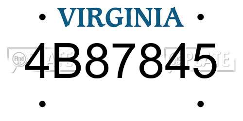 4B87845 Virginia License Plate