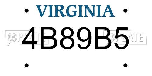 4B89B5 Virginia License Plate