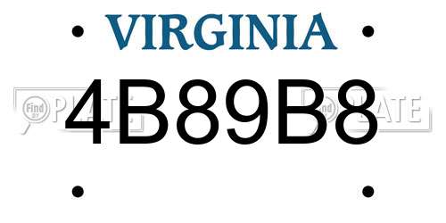 4B89B8 Virginia License Plate