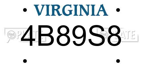 4B89S8 Virginia License Plate