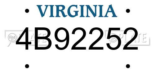 4B92252 Virginia License Plate