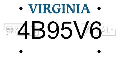 4B95V6 Virginia License Plate