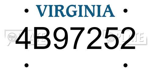 4B97252 Virginia License Plate