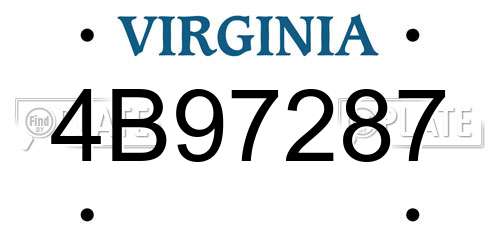 4B97287 Virginia License Plate