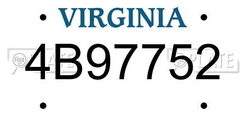 4B97752 Virginia License Plate