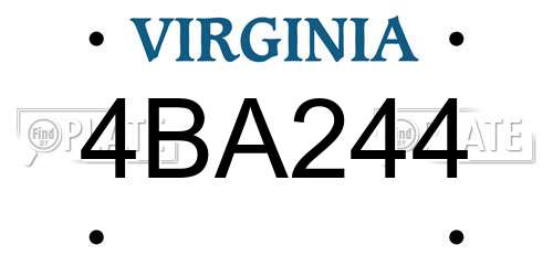 4BA244 Virginia License Plate