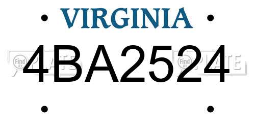 4BA2524 Virginia License Plate