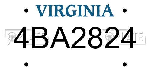 4BA2824 Virginia License Plate