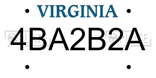 4BA2B2A Virginia License Plate