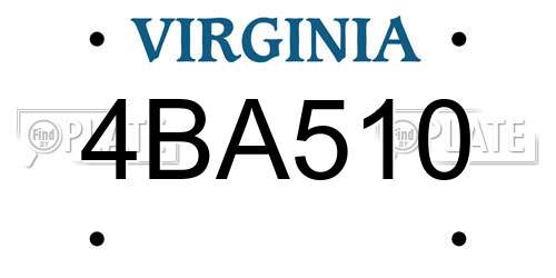 4BA510 Virginia License Plate