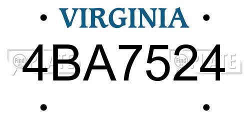4BA7524 Virginia License Plate