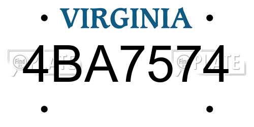 4BA7574 Virginia License Plate