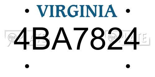 4BA7824 Virginia License Plate