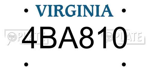 4BA810 Virginia License Plate