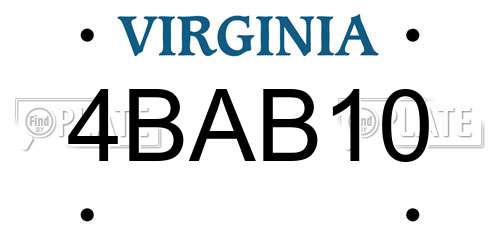 4BAB10 Virginia License Plate