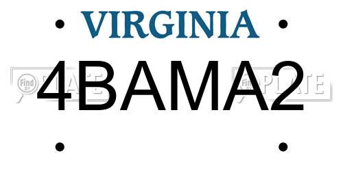 4BAMA2 Virginia License Plate