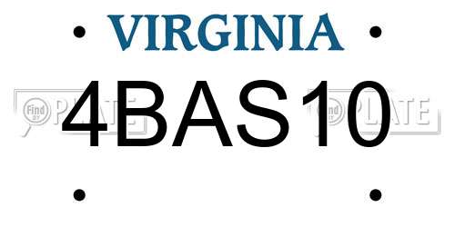 4BAS10 Virginia License Plate