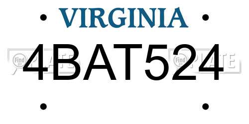 4BAT524 Virginia License Plate
