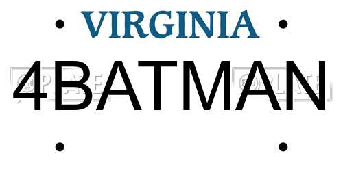 4BATMAN Virginia License Plate