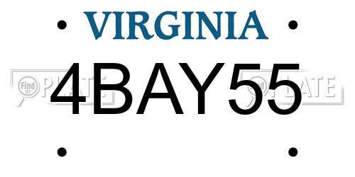 4BAY55 Virginia License Plate