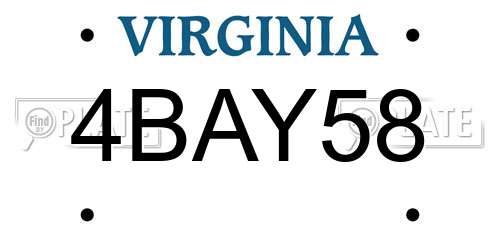 4BAY58 Virginia License Plate
