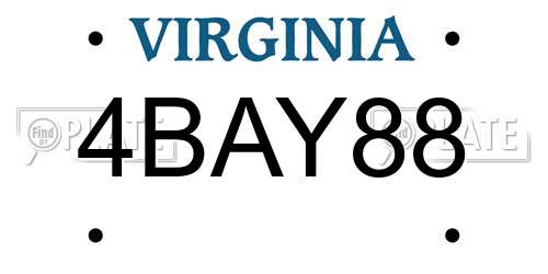 4BAY88 Virginia License Plate