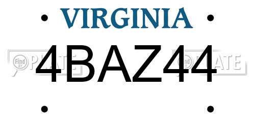 4BAZ44 Virginia License Plate