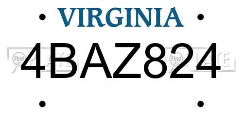 4BAZ824 Virginia License Plate