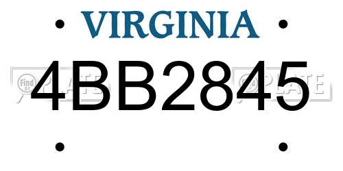 4BB2845 Virginia License Plate