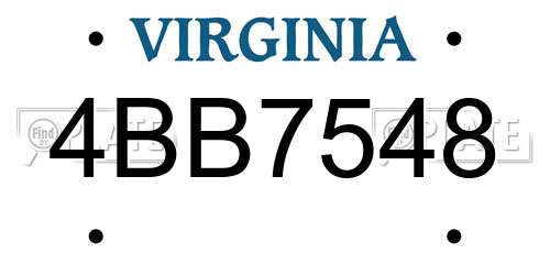 4BB7548 Virginia License Plate
