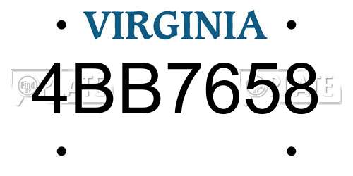 4BB7658 Virginia License Plate