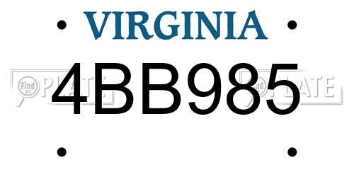 4BB985 Virginia License Plate