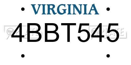 4BBT545 Virginia License Plate