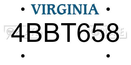 4BBT658 Virginia License Plate