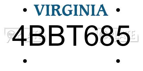 4BBT685 Virginia License Plate
