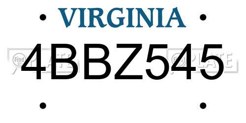 4BBZ545 Virginia License Plate