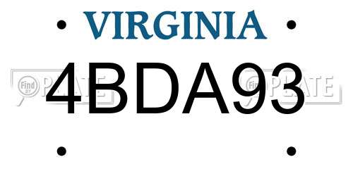 4BDA93 Virginia License Plate