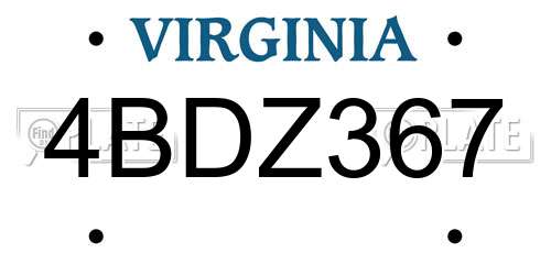4BDZ367 Virginia License Plate